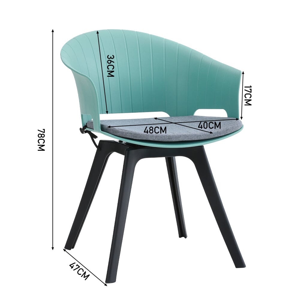 Versatile Gray Swivel Plastic Chairs, Set of Four, Durable and Lightweight Living and Home