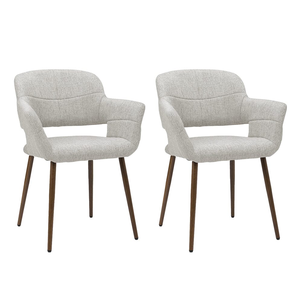 Set of 2 Grey Linen Dining Chair with Metal Legs Dining Chairs Living and Home