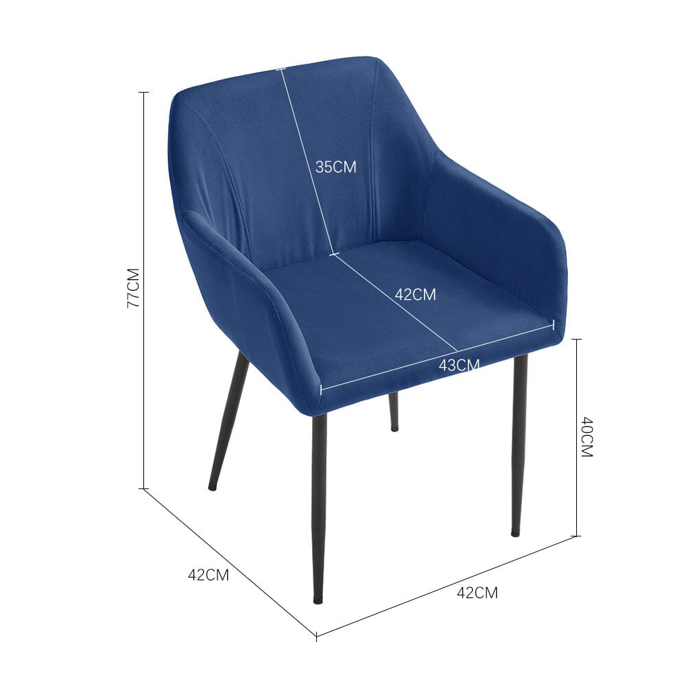 Upholstered Chair with Armrests and Metal Legs Living and Home Blue