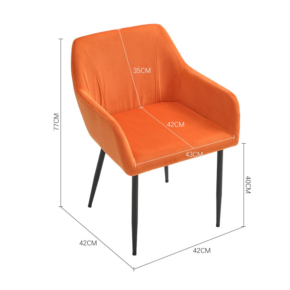 Upholstered Chair with Armrests and Metal Legs Living and Home Orange