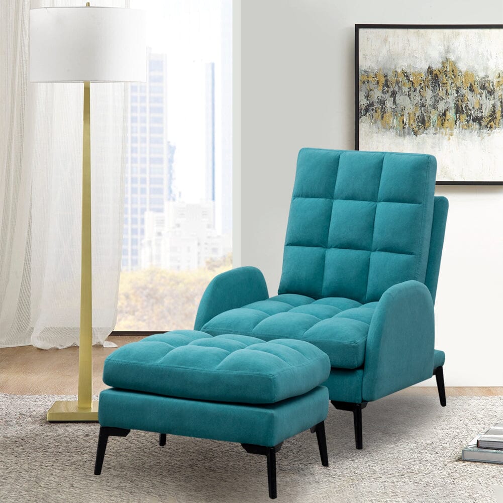 Leisure Recliner Armchair and Ottoman Set with Footstool Metal Legs Armchair Living and Home