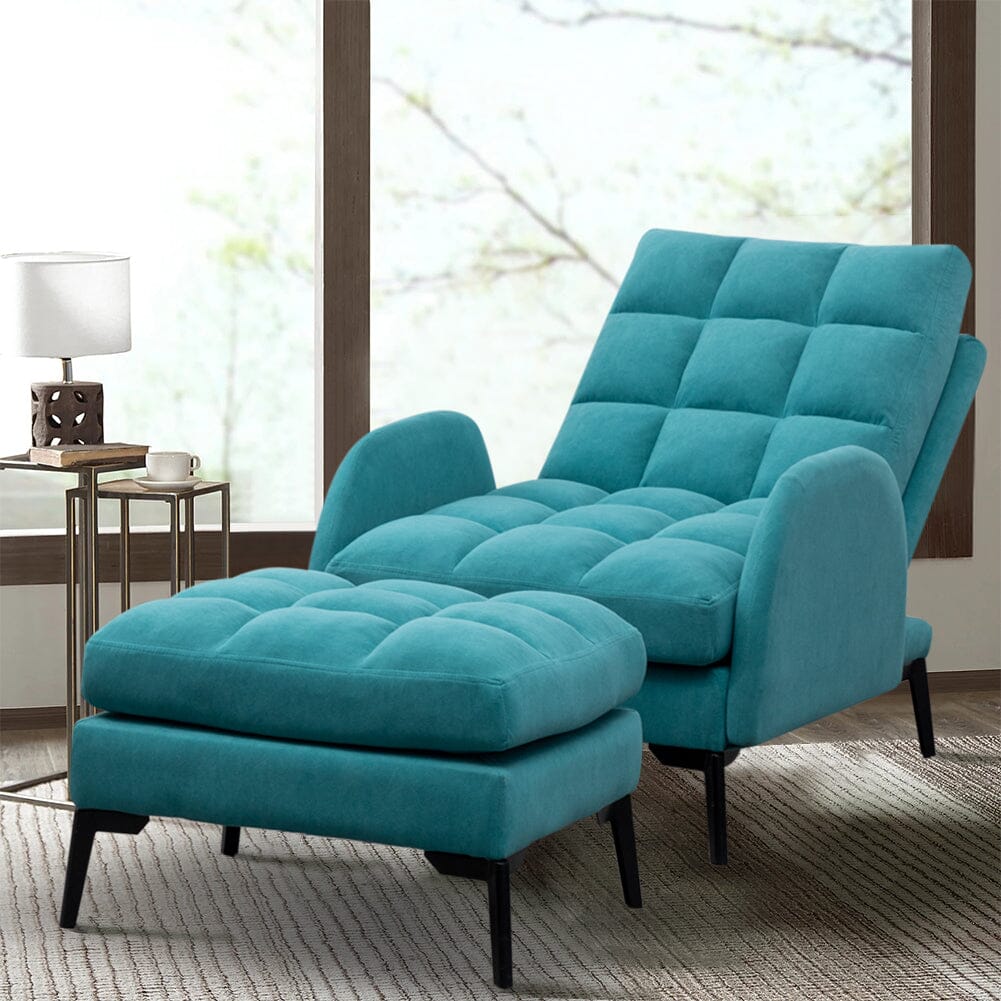 Leisure Recliner Armchair and Ottoman Set with Footstool Metal Legs Armchair Living and Home