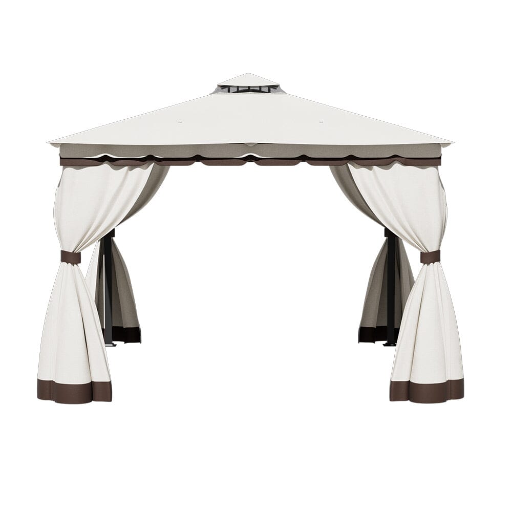 3*3m/4*4m Garden Party Beige Tent with Ground Pegs Living and Home