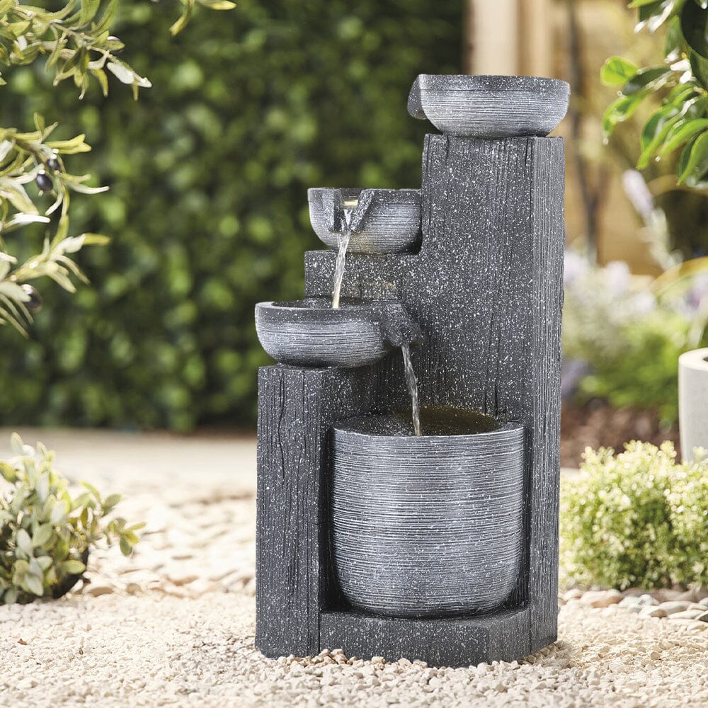 Outdoor Solar-Powered Water Fountain Rockery Decor Fountains Living and Home