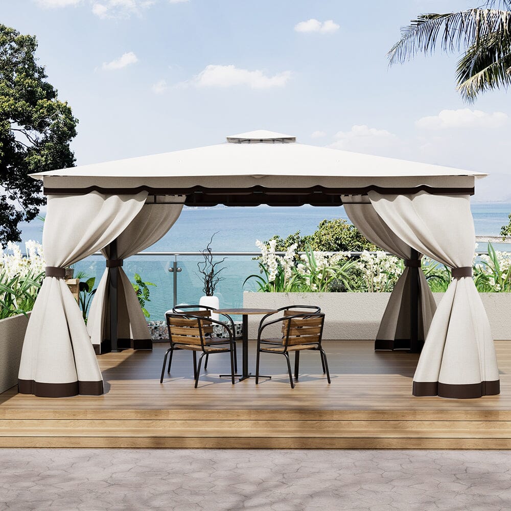 3*3m/4*4m Garden Party Beige Tent with Ground Pegs Living and Home