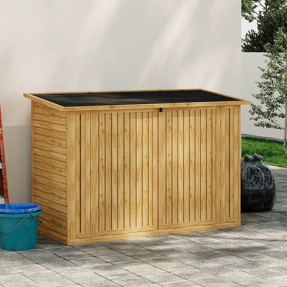 Wooden Bicycle Shed with Asphalt Roof and Steel Locking Door Living and Home 6.58 × 3.05 × 4.33 ft