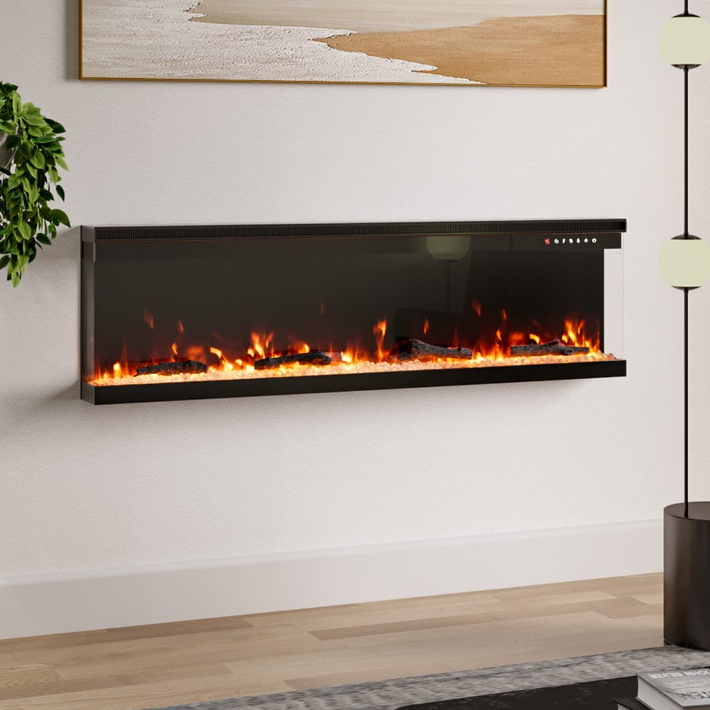 40/50/60-Inch 3-Sided Wall Mounted Electric Fireplace 9 Flame Colours and 5 Brightness Modes Freestanding Fireplaces Living and Home