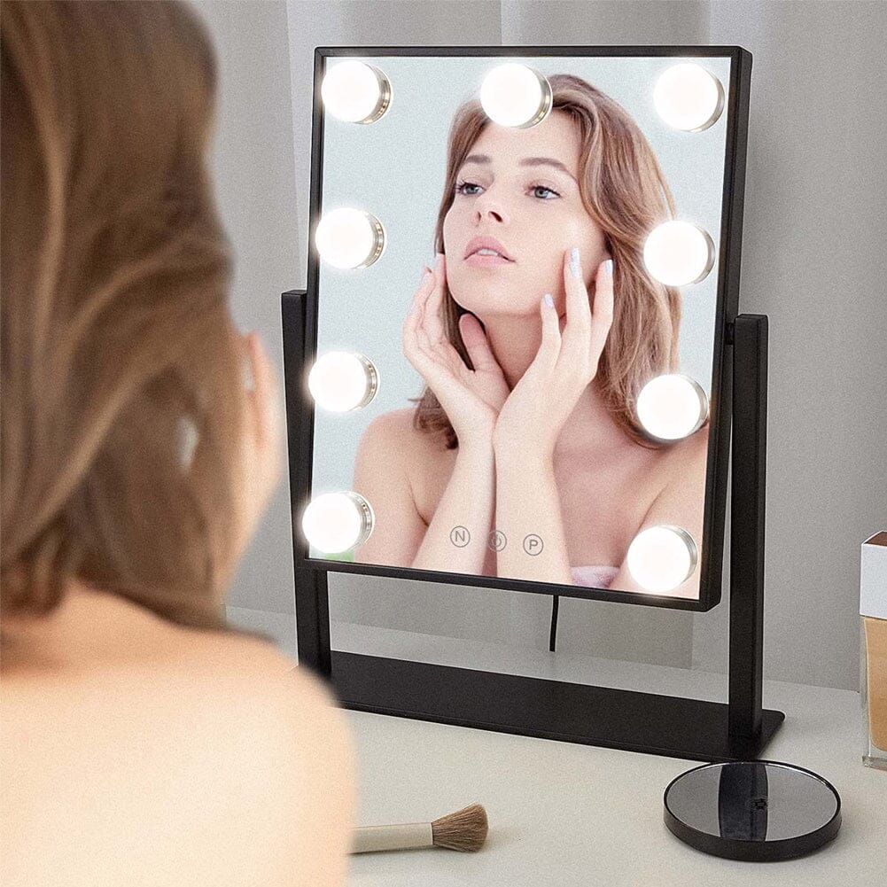 Adjustable LED Hollywood Vanity Mirror Touch Screen Control LED Make Up Mirrors Living and Home Black