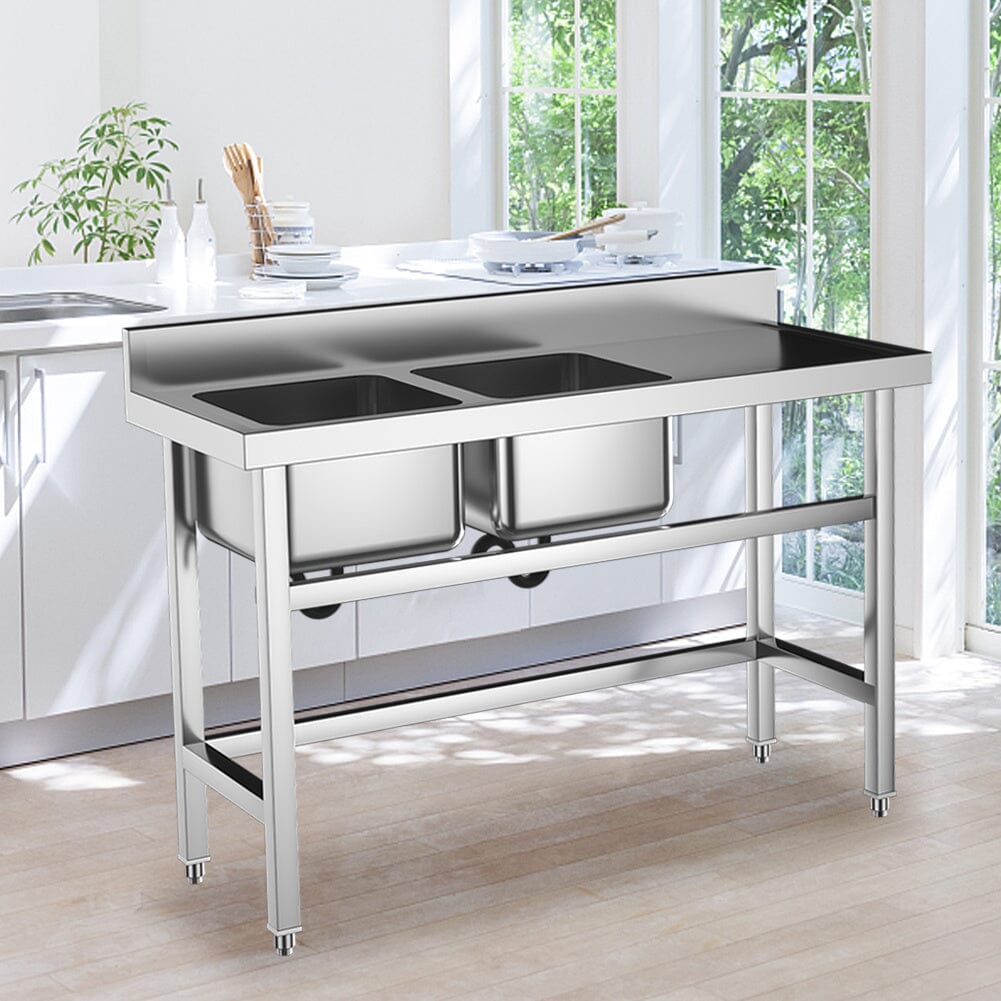 4ft Stainless Steel Kitchen Commercial Sink with Drinboard Kitchen Sinks Living and Home