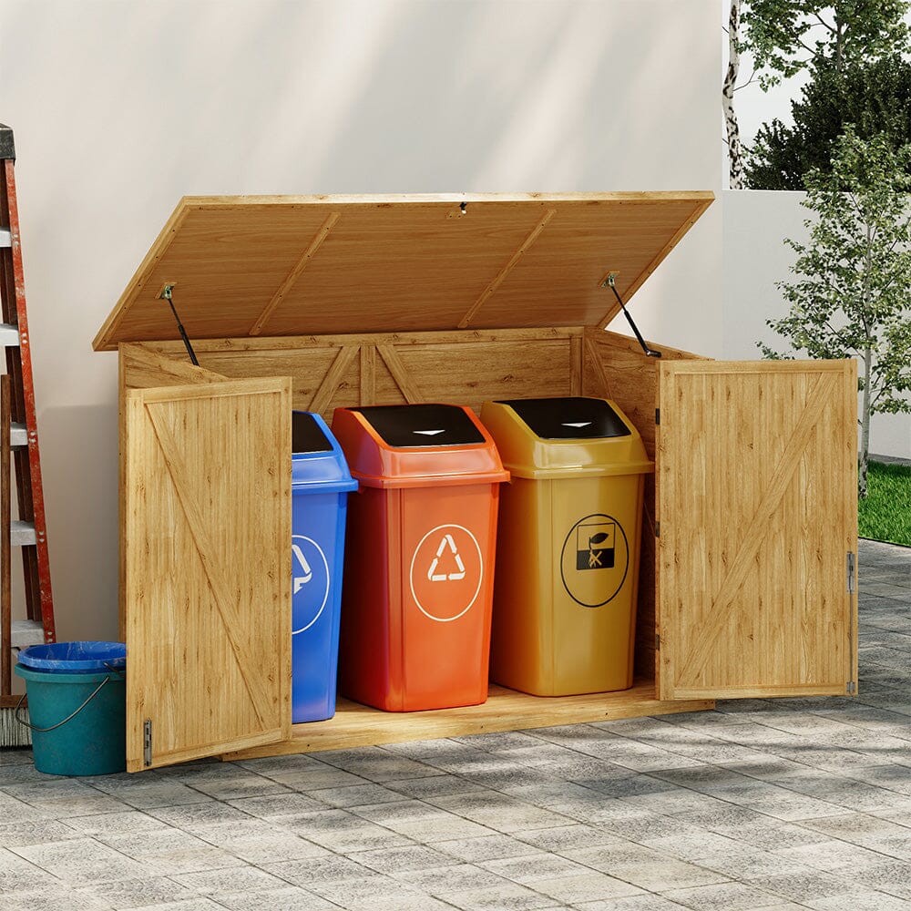 Wooden Bicycle Shed with Asphalt Roof and Steel Locking Door Living and Home