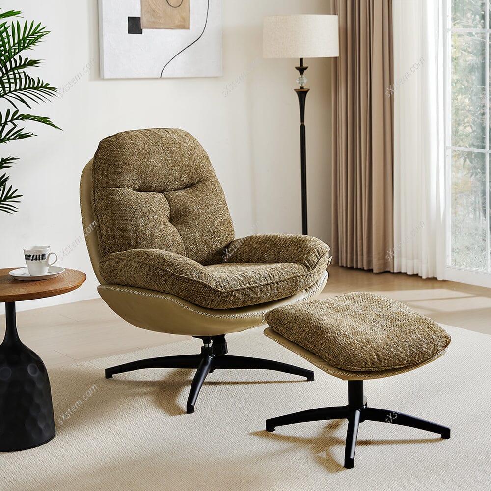 Chenille Lounge Chair with Footstool Living and Home