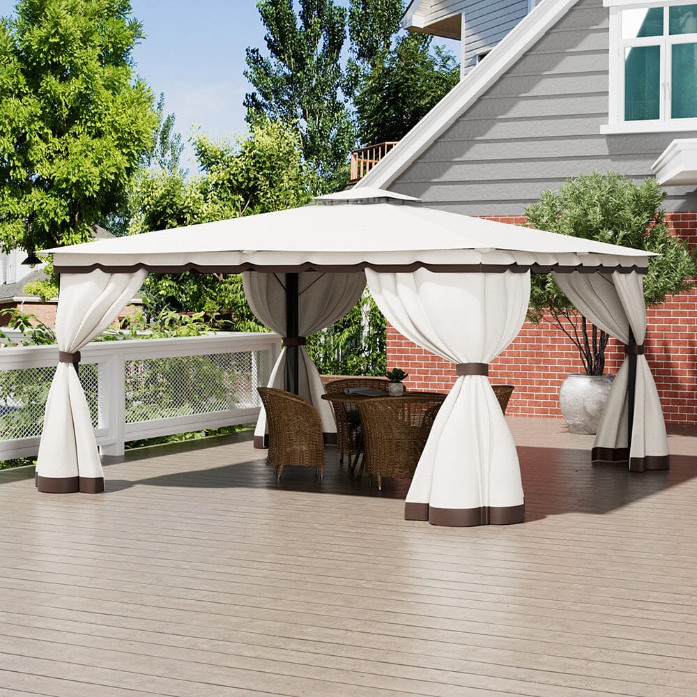 3*3m/4*4m Garden Party Beige Tent with Ground Pegs Living and Home 4*4*2.6m