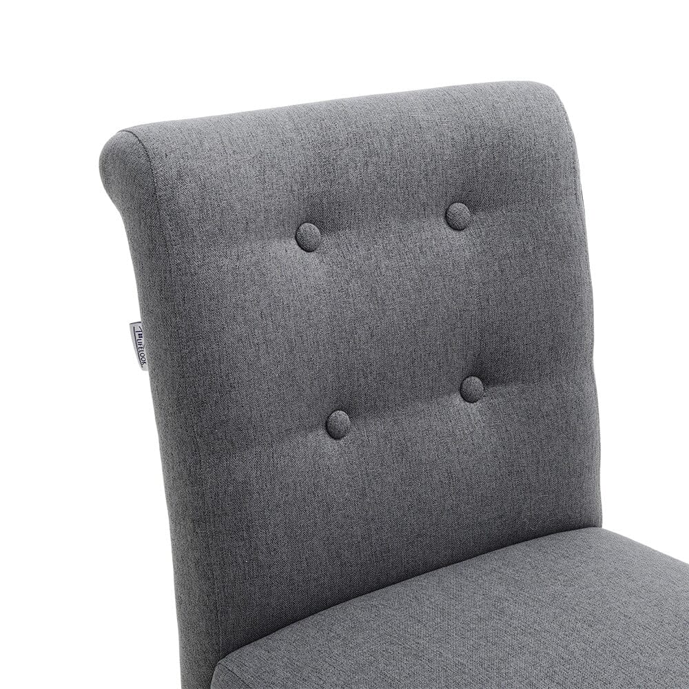 Set of 2 Contemporary Buttoned Accent Dining Chair Studded Rim Blue/Grey Living and Home