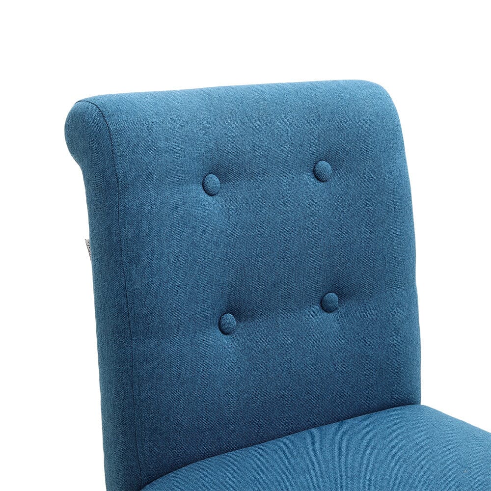 Set of 2 Contemporary Buttoned Accent Dining Chair Studded Rim Blue/Grey Living and Home