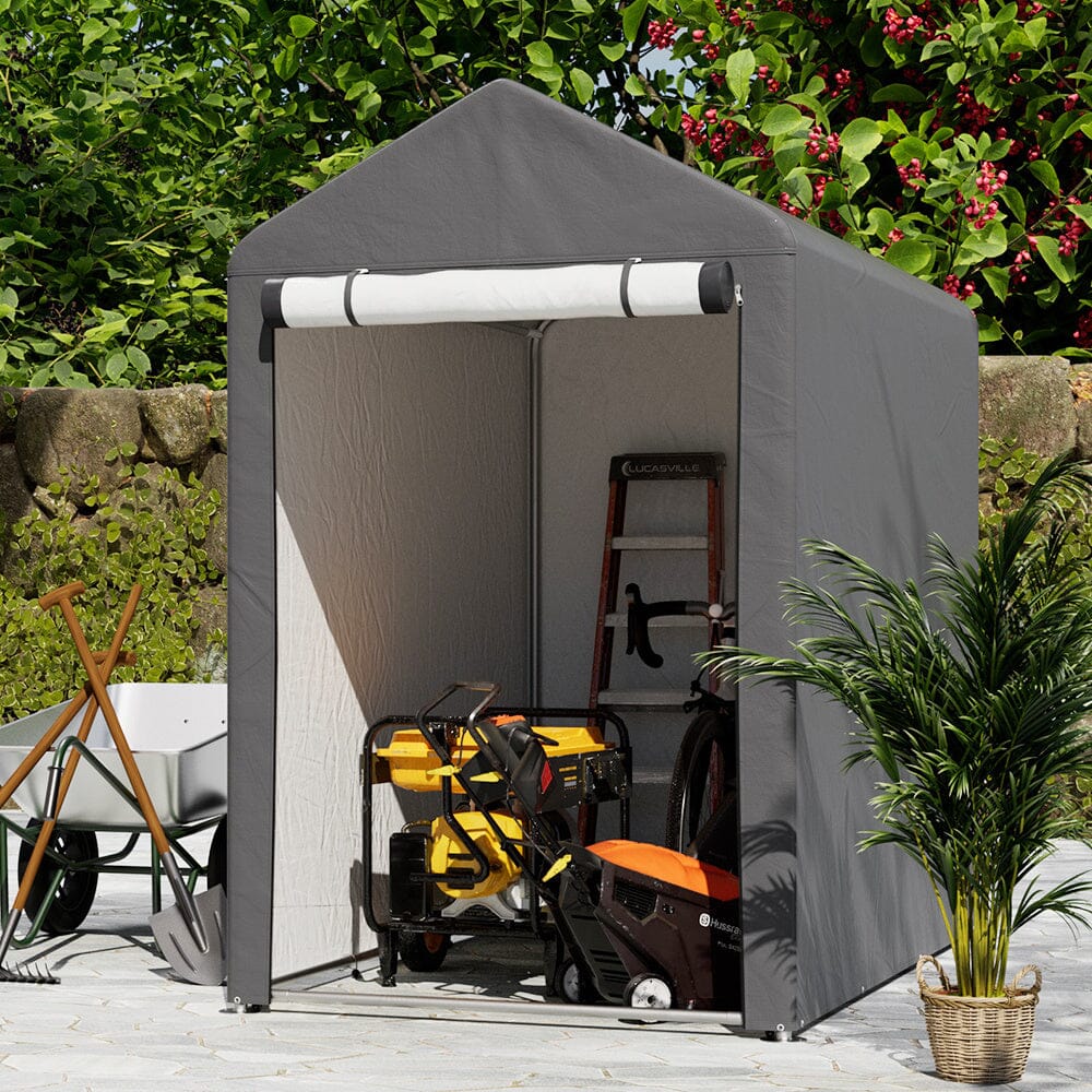 Galvanized Tube Storage Shed Garden Shed in Grey Living and Home