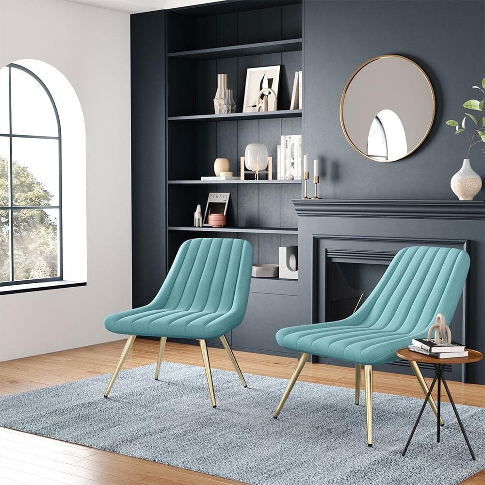 Velvet Upholstered Gold Metal Legs Lounge Accent Chair Living and Home