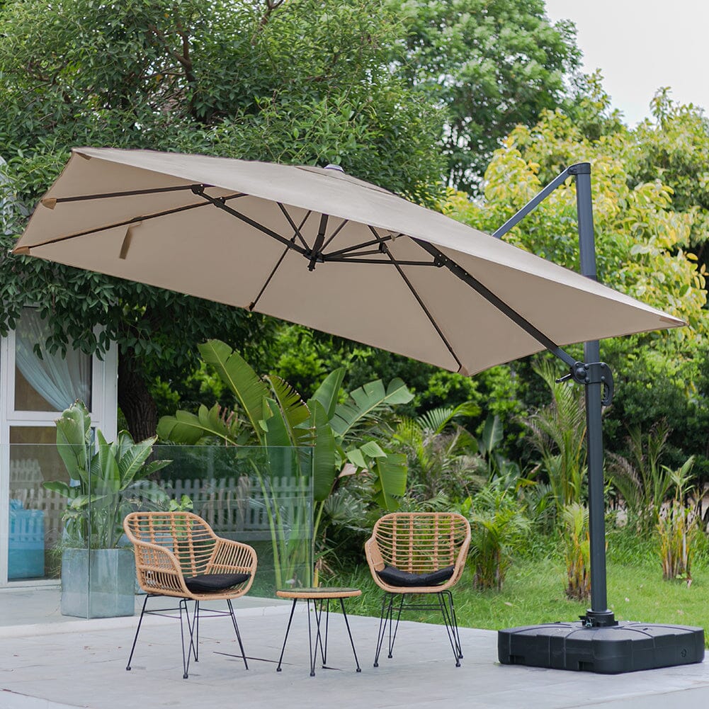 Light Grey 3 x 3 m Square Cantilever Parasol Outdoor Hanging Umbrella for Garden and Patio Parasols Living and Home