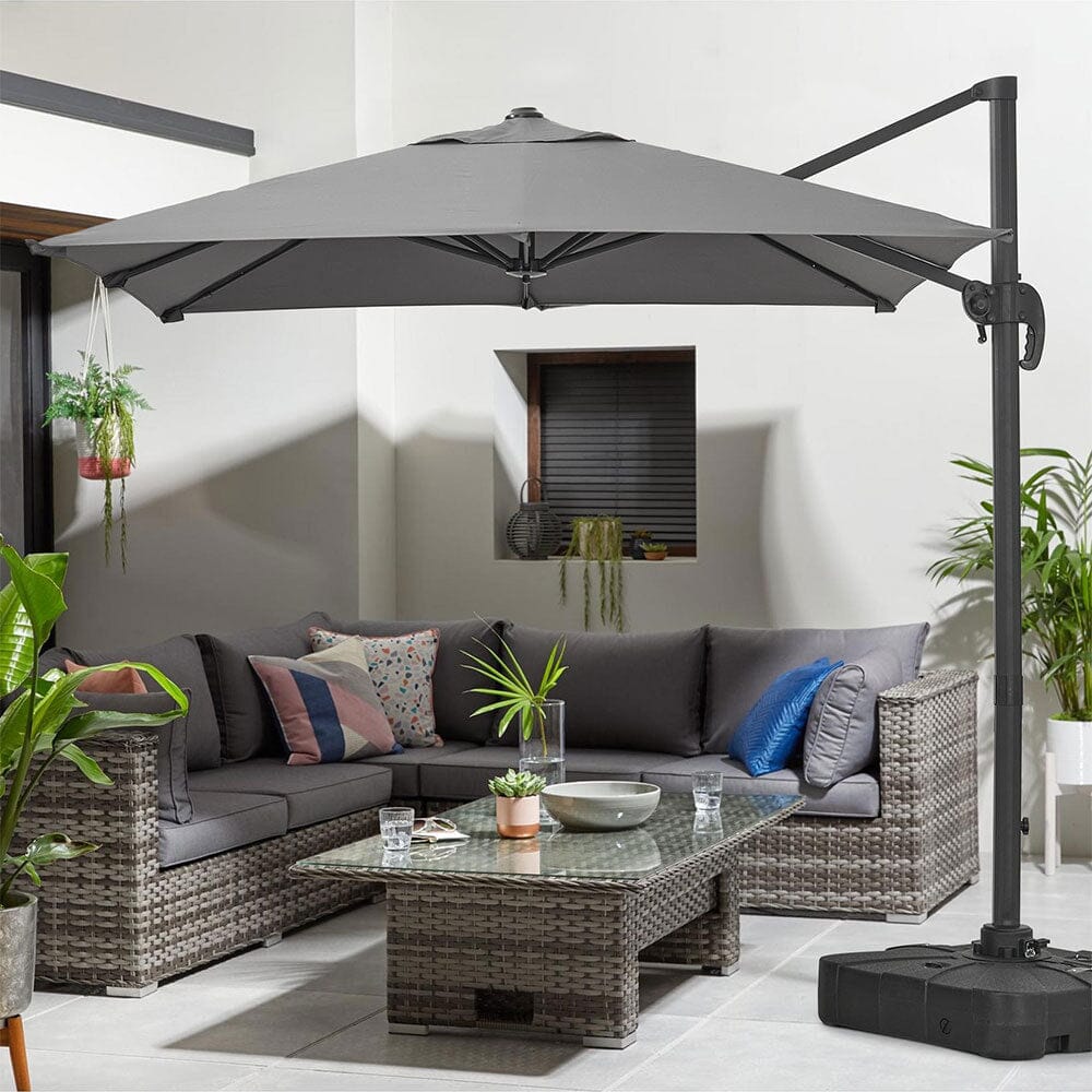 Grey 2.5m Cantilever Parasol with Base for Garden Parasols Living and Home Dark Grey
