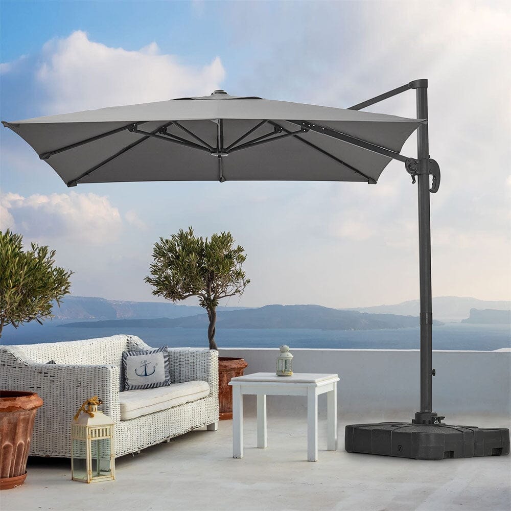 Grey 2.5m Cantilever Parasol with Base for Garden Parasols Living and Home