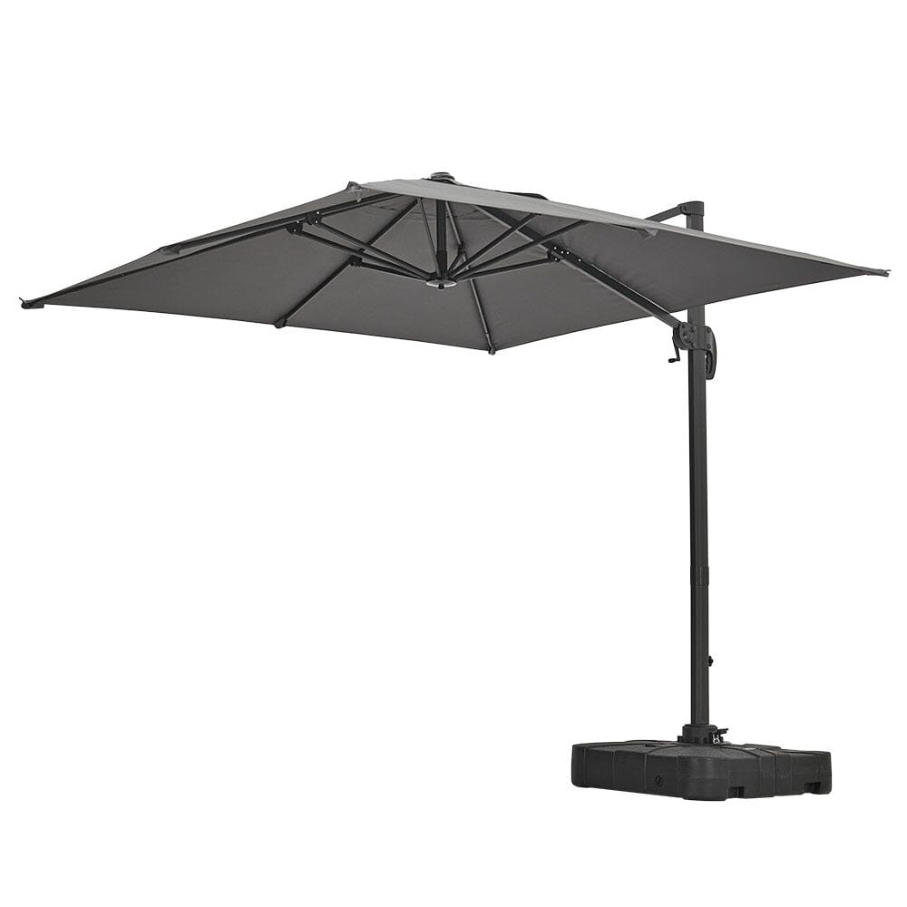 Grey 2.5m Cantilever Parasol with Base for Garden Parasols Living and Home