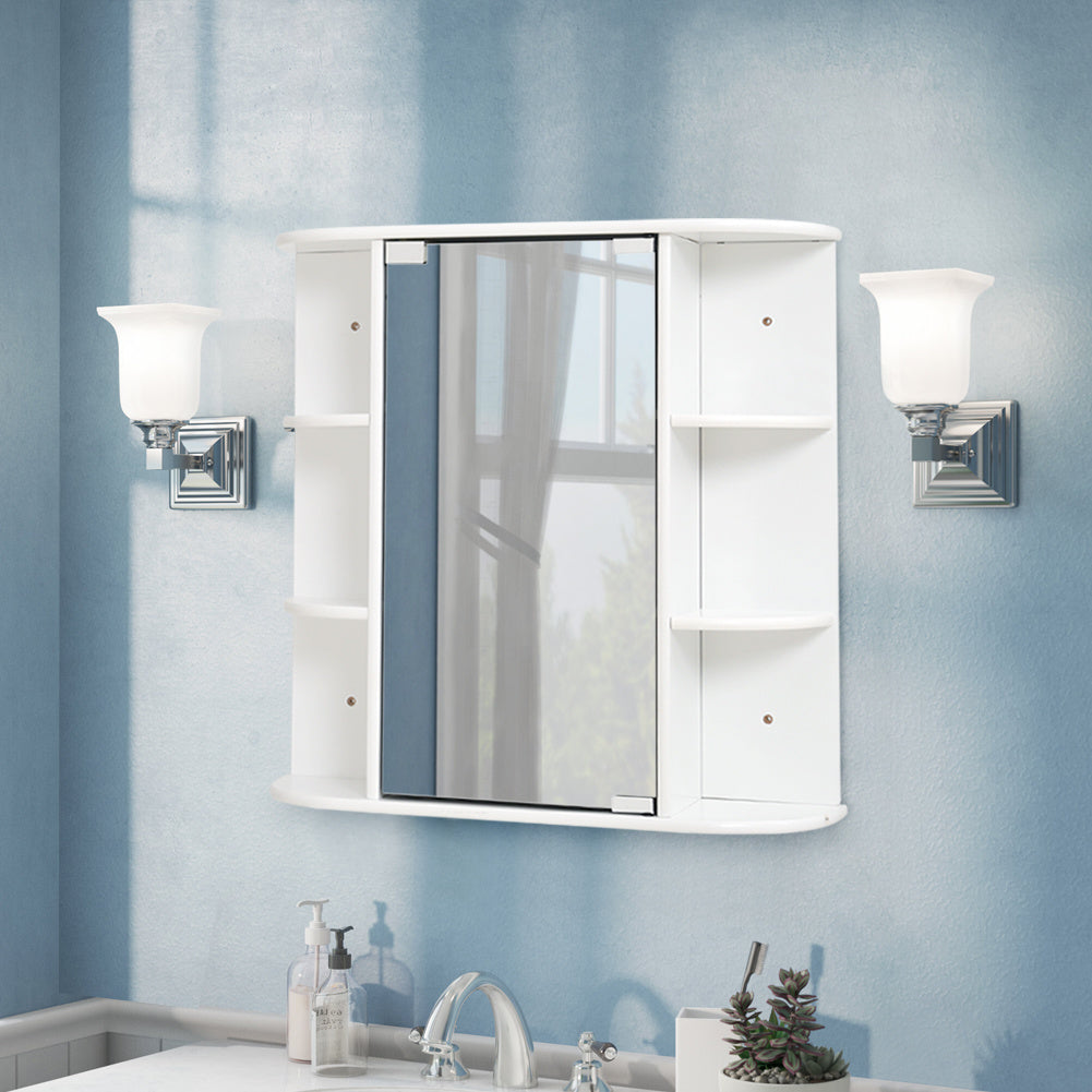 Bathroom Mirror Wall Mounted One Door Storage Shelves Furnitu