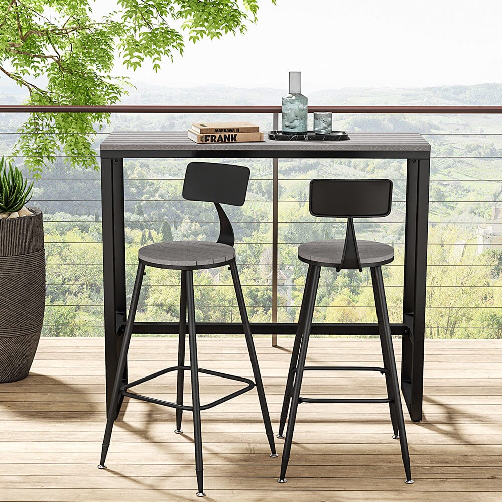 Garden Grey Dining High Table with Metal Legs Garden Dining Tables Living and Home Medium/120cm W