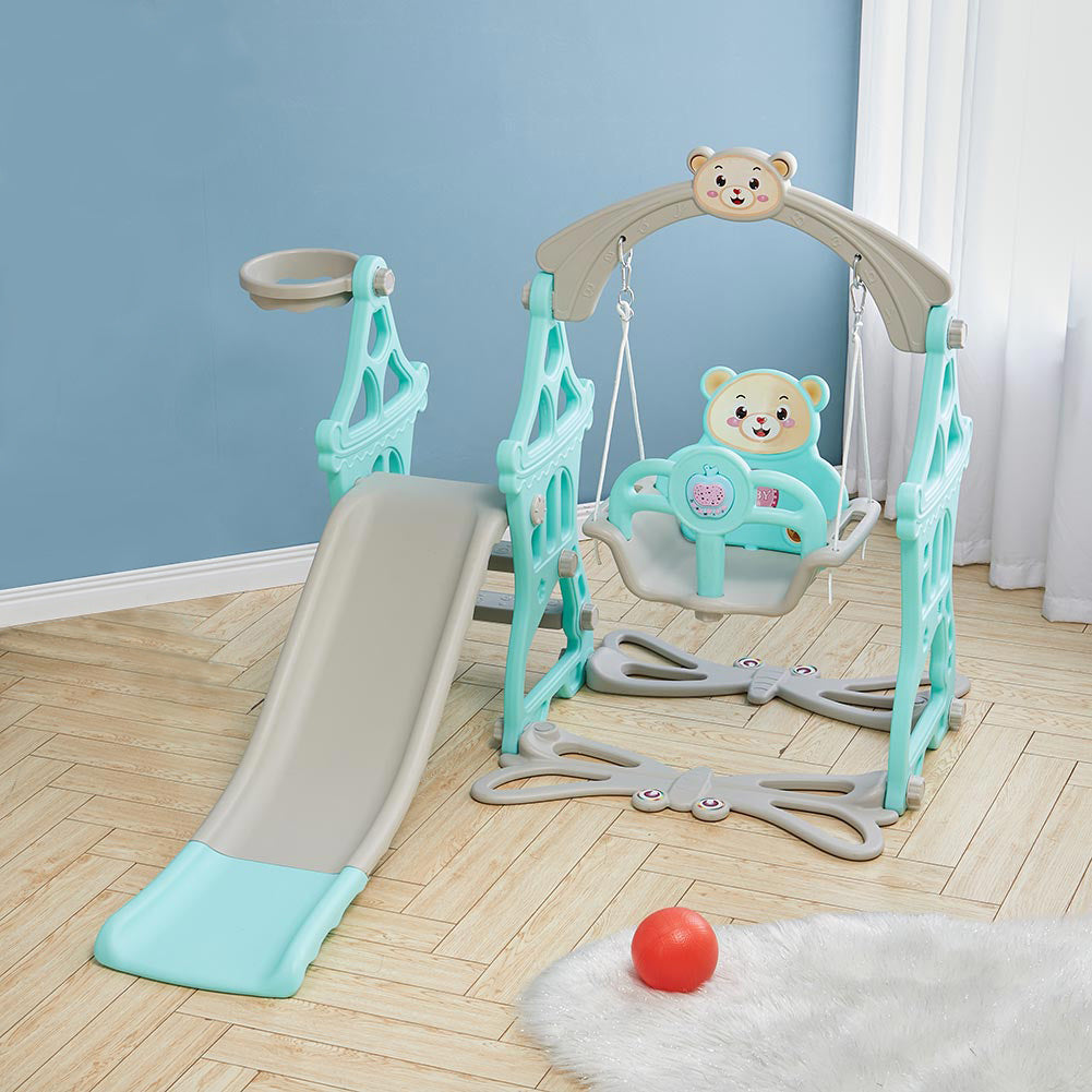 Fun Indoor and Outdoor Swing and Slide Set for Kids Swing Sets & Playsets Living and Home Cyan