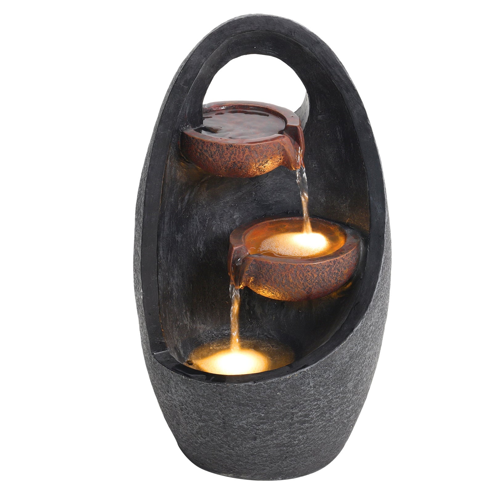 Garden Water Feature Fountain with LED Light Electric Pump Cascade Home Decor Fountains & Waterfalls Living and Home