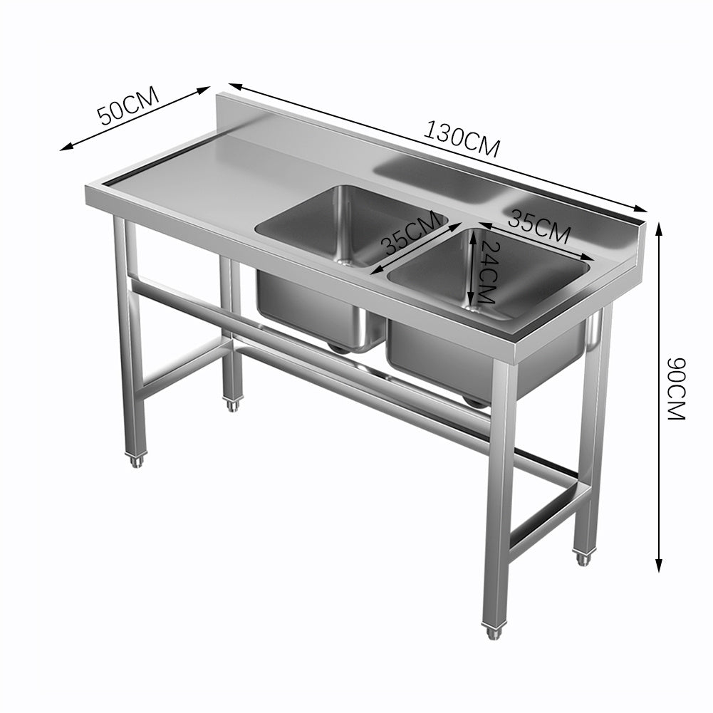 Commercial Kitchen Sink Stainless Steel Wash Basin with 1/2 Bowl Kitchen Sink Living and Home