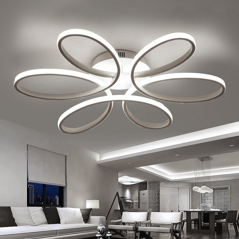 Floral 6 Rings Modern LED Ceiling Light Non-Dimmable Petal Flower-Shaped Light Ceiling Light Living and Home