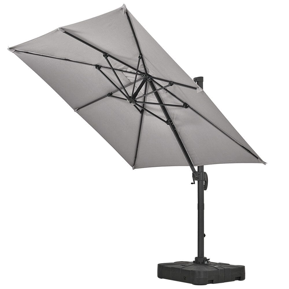 Grey 2.5m Cantilever Parasol with Base for Garden Parasols Living and Home