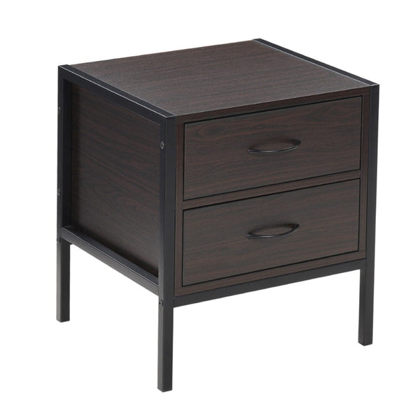 Brown side shop table with drawer