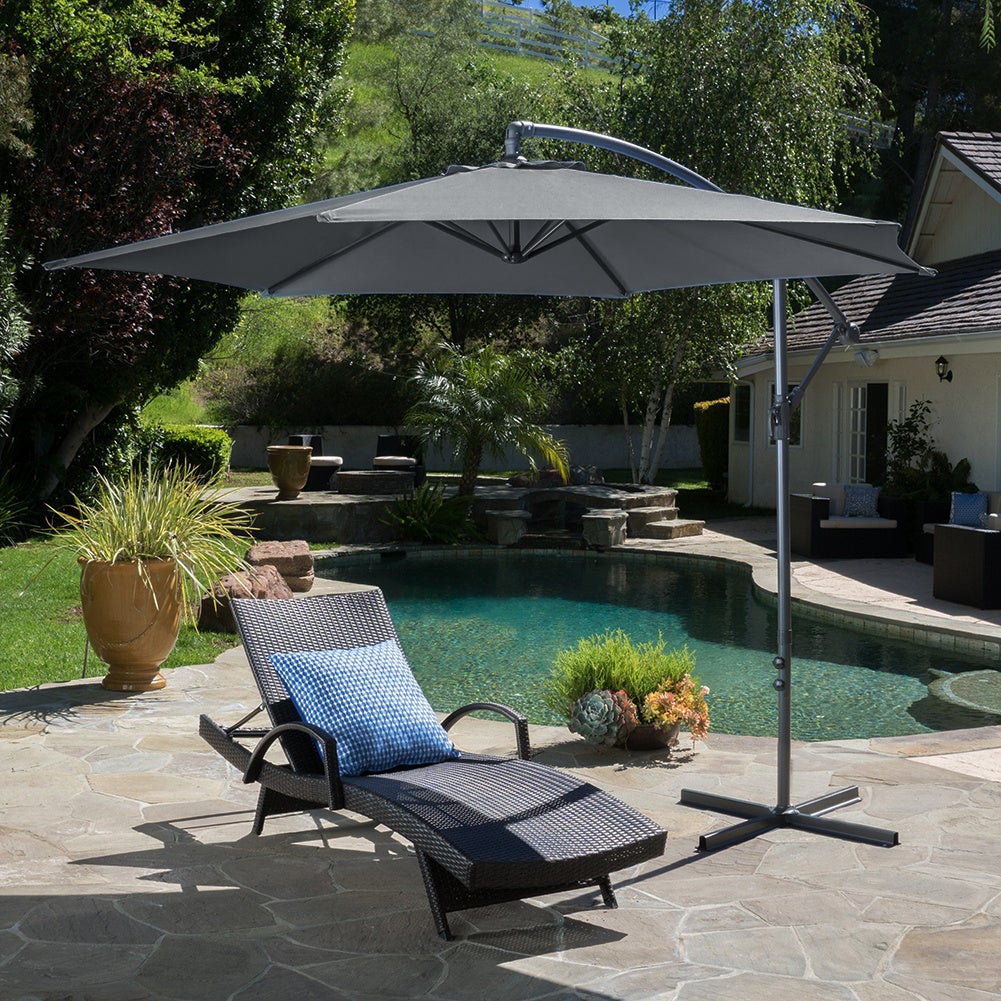3M Dark Grey Sun Parasol Hanging Banana Umbrella Parasols Living and Home