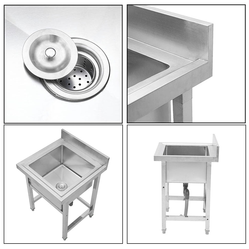 Commercial Kitchen Sink Stainless Steel Wash Basin with Single Bowl Kitchen Sink Living and Home