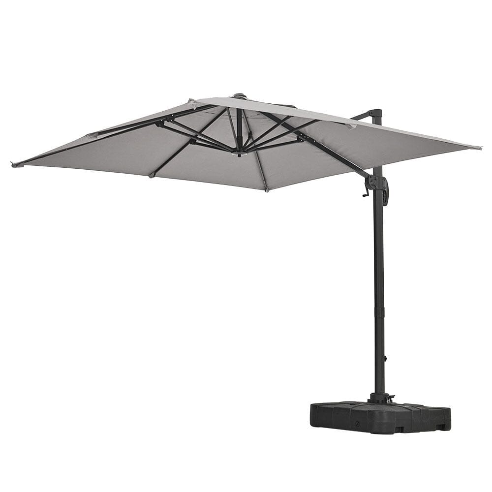 Grey 2.5m Cantilever Parasol with Base for Garden Parasols Living and Home
