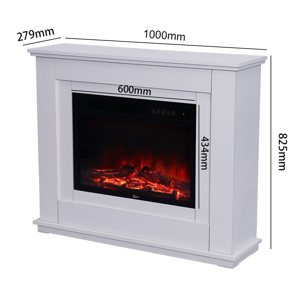 39 Inch Electric Fireplace Suite White Mantel Surround Electric Log Burner Heater Fireplaces Living and Home