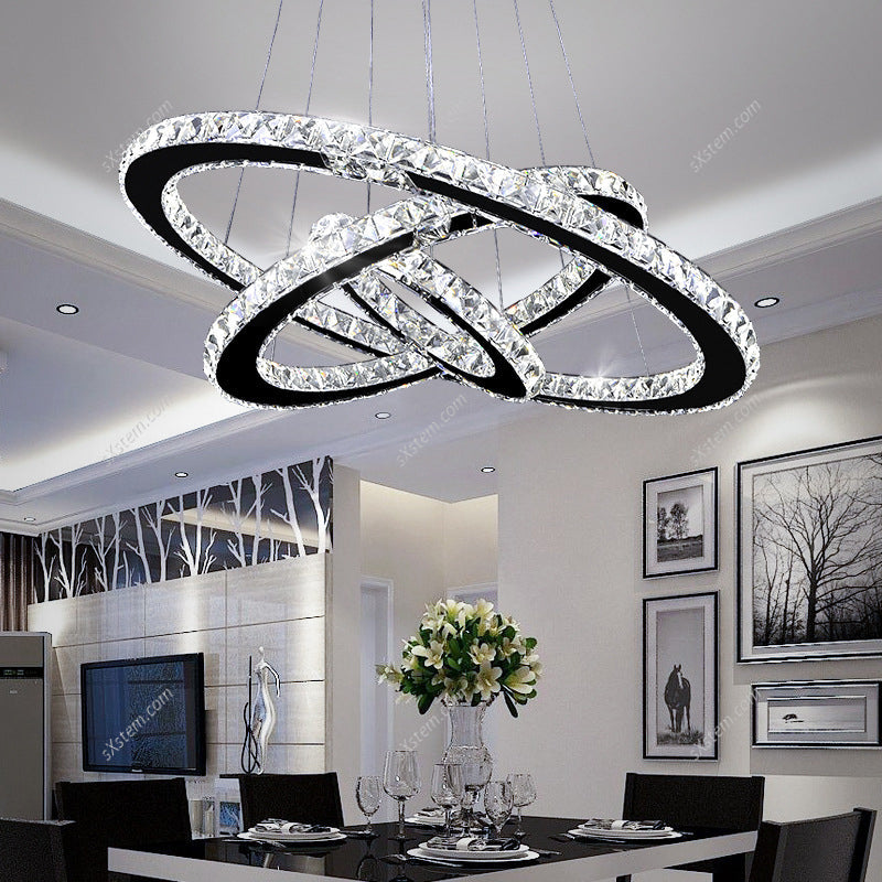 Rings Ceiling Light Crystal LED Chandelier Pendant Non-Dimmable