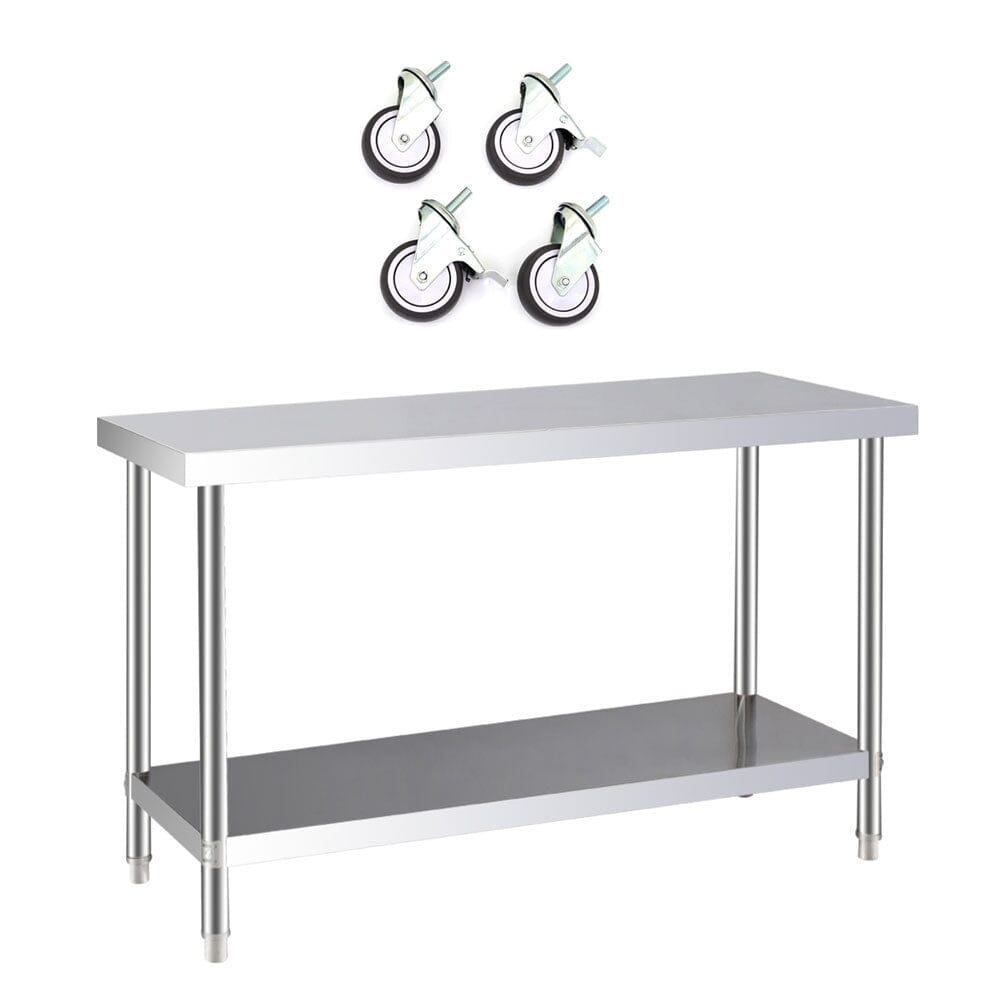 2 Tiers Commercial Kitchen Prep Table Stainless Steel Work Table Commercial Work Tables Living and Home