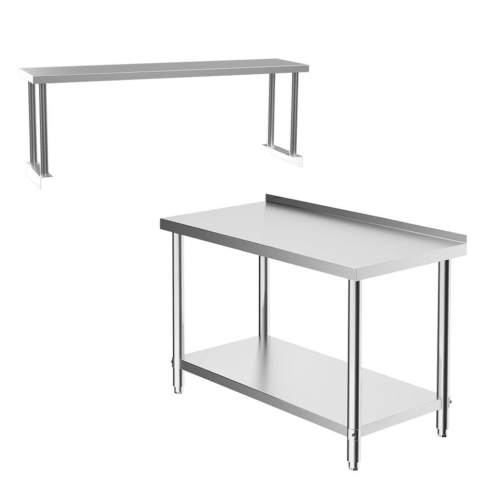 2 Tiers Commercial Kitchen Prep Table Stainless Steel Work Table Commercial Work Tables Living and Home