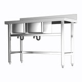 Stainless Steel Kitchen Sink Double Bowls Wash Basin with Drinboard Kitchen Sink Living and Home 