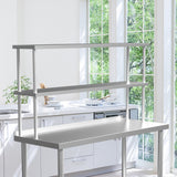 Commercial Kitchen Food Prep Work Table Stainless Steel Single Double Over Shelf Kitchen & Dining Room Tables Living and Home 2 Tiers 150 cm 