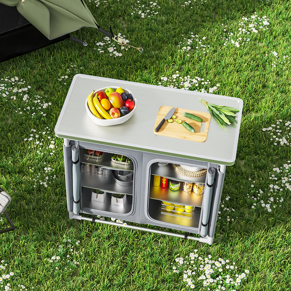 Camping Outdoor Kitchen with 4 Adjustable Feet and 6 Layers CAMPING KITCHEN ISLANDS Living and Home