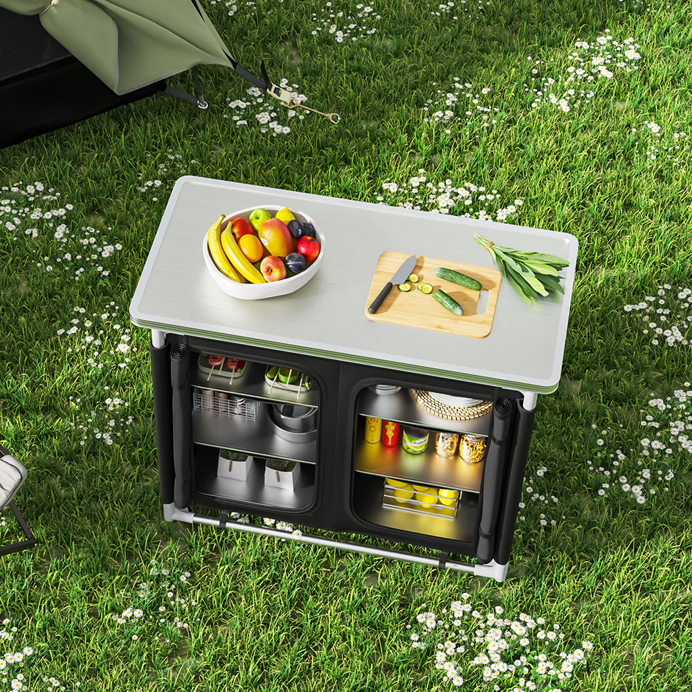 Camping Outdoor Kitchen with 4 Adjustable Feet and 6 Layers CAMPING KITCHEN ISLANDS Living and Home