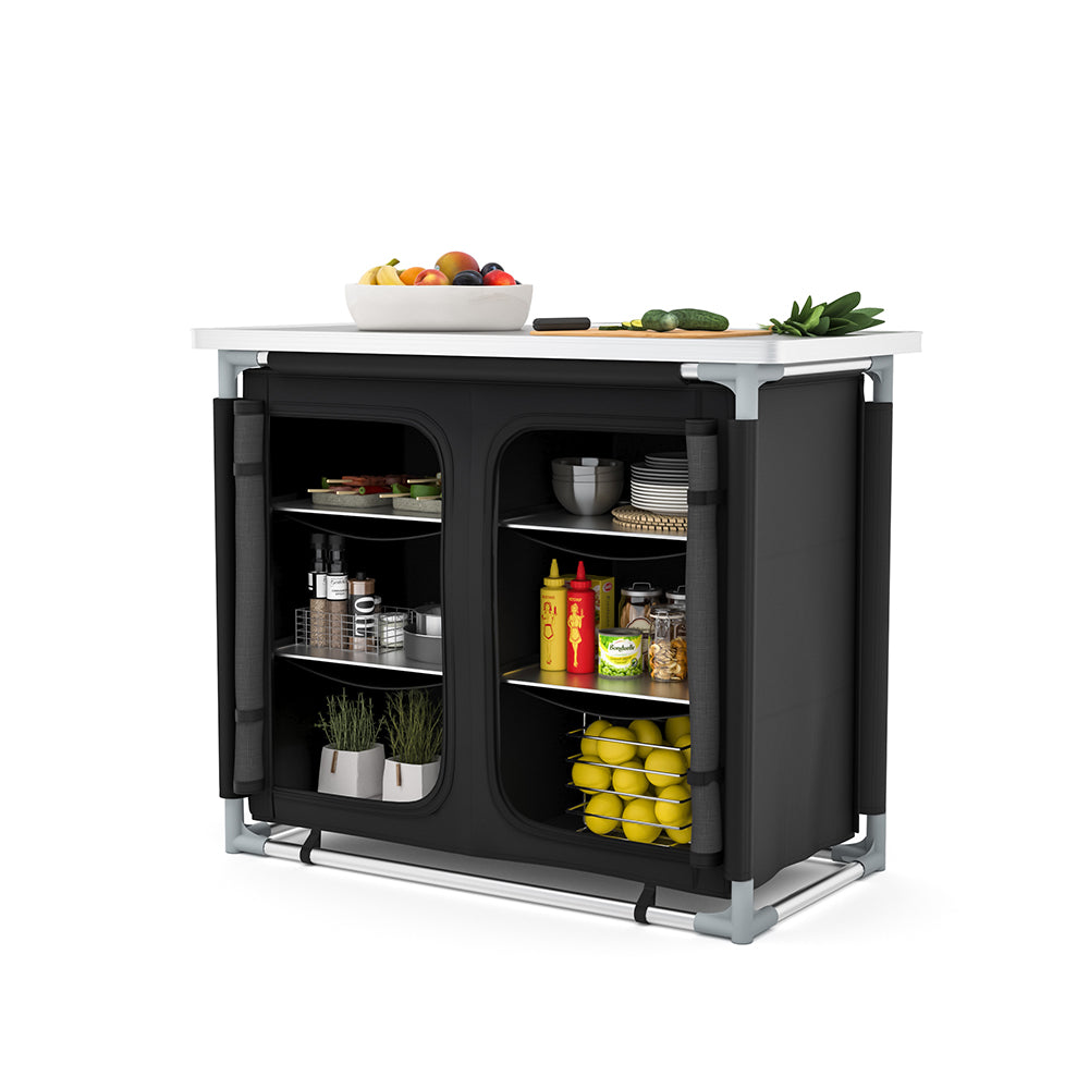 Camping Outdoor Kitchen with 4 Adjustable Feet and 6 Layers CAMPING KITCHEN ISLANDS Living and Home