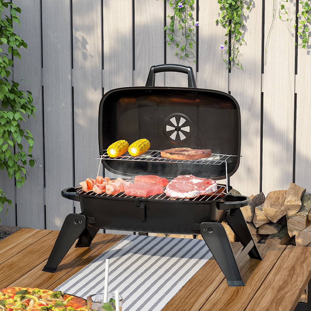 Charcoal Grill 68cm Portable Folding Outdoor Tabletop BBQ Kettle Garden BBQ Grill Living and Home