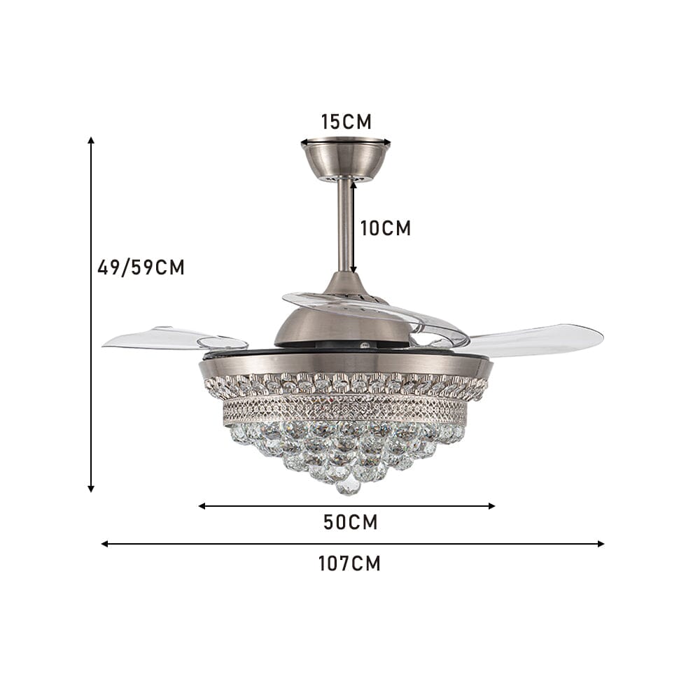 42inch Crystal Ceiling Fan Light Dimmable LED Light Fixture Ceiling Lights Living and Home