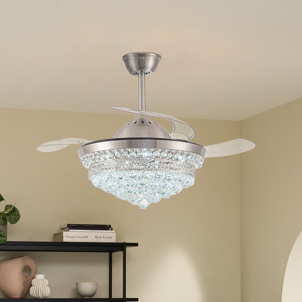 42inch Crystal Ceiling Fan Light Dimmable LED Light Fixture Ceiling Lights Living and Home