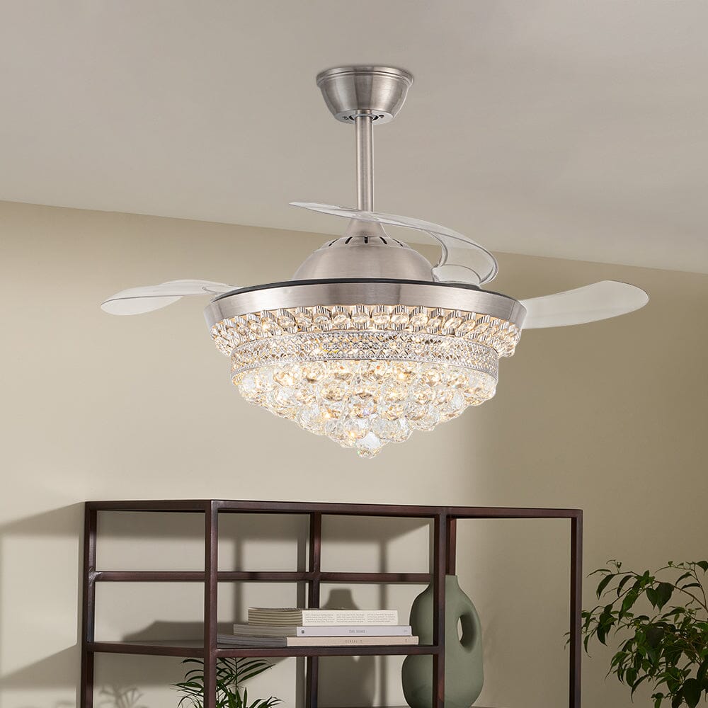 42inch Crystal Ceiling Fan Light Dimmable LED Light Fixture Ceiling Lights Living and Home