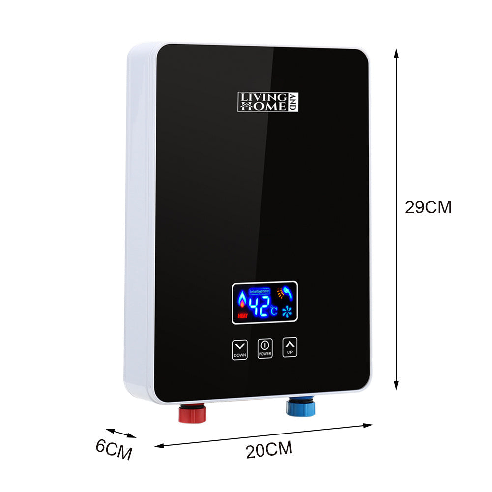 6kW Tankless Electric Water Heater with Shower Head Digital Temperature Display Water Heaters Living and Home