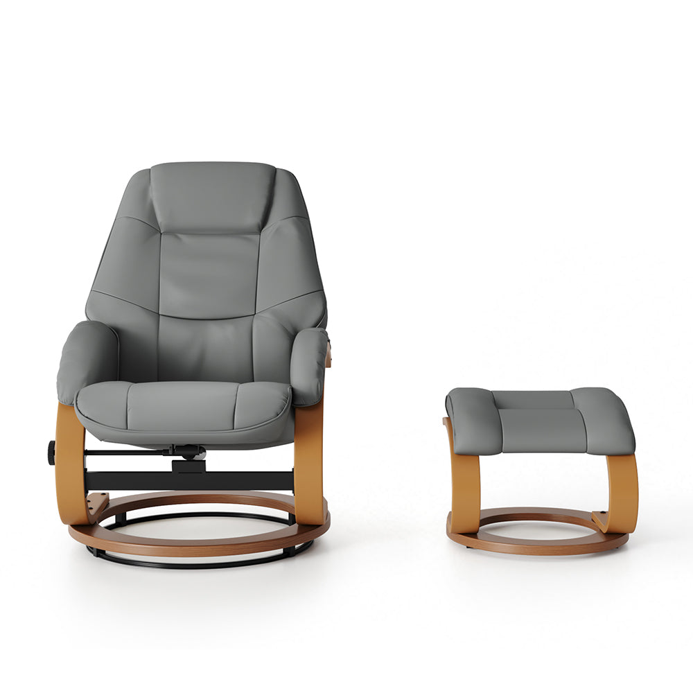 High Back PU Leather Recliner Armchair with Footstool Armchairs Living and Home